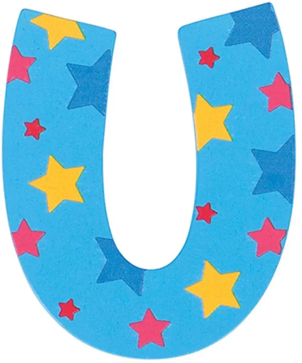 BIGJIGS Decoratieletter U Hout 7cm - Blauw