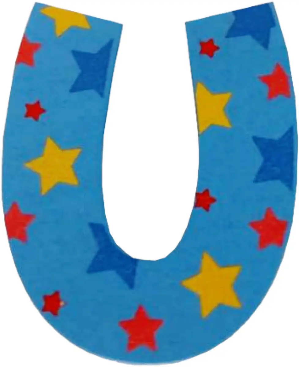 BIGJIGS Decoratieletter U Hout 7cm - Blauw