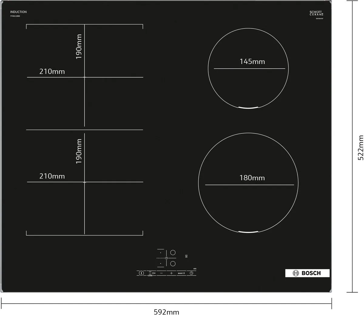 Bosch Serie 4 PVS611BB6E Inductiekookplaat 60cm - 4 Zones - Zwart