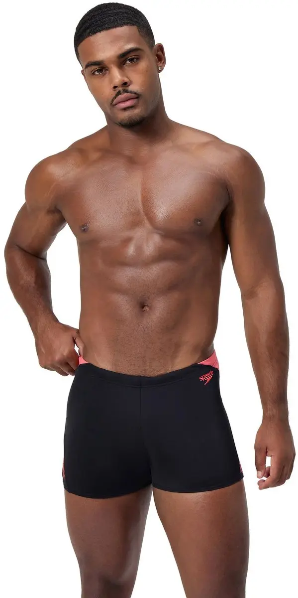Speedo END+ Hyper Boom Splice Zwemboxer Heren - XL - Zwart/Koraalrood