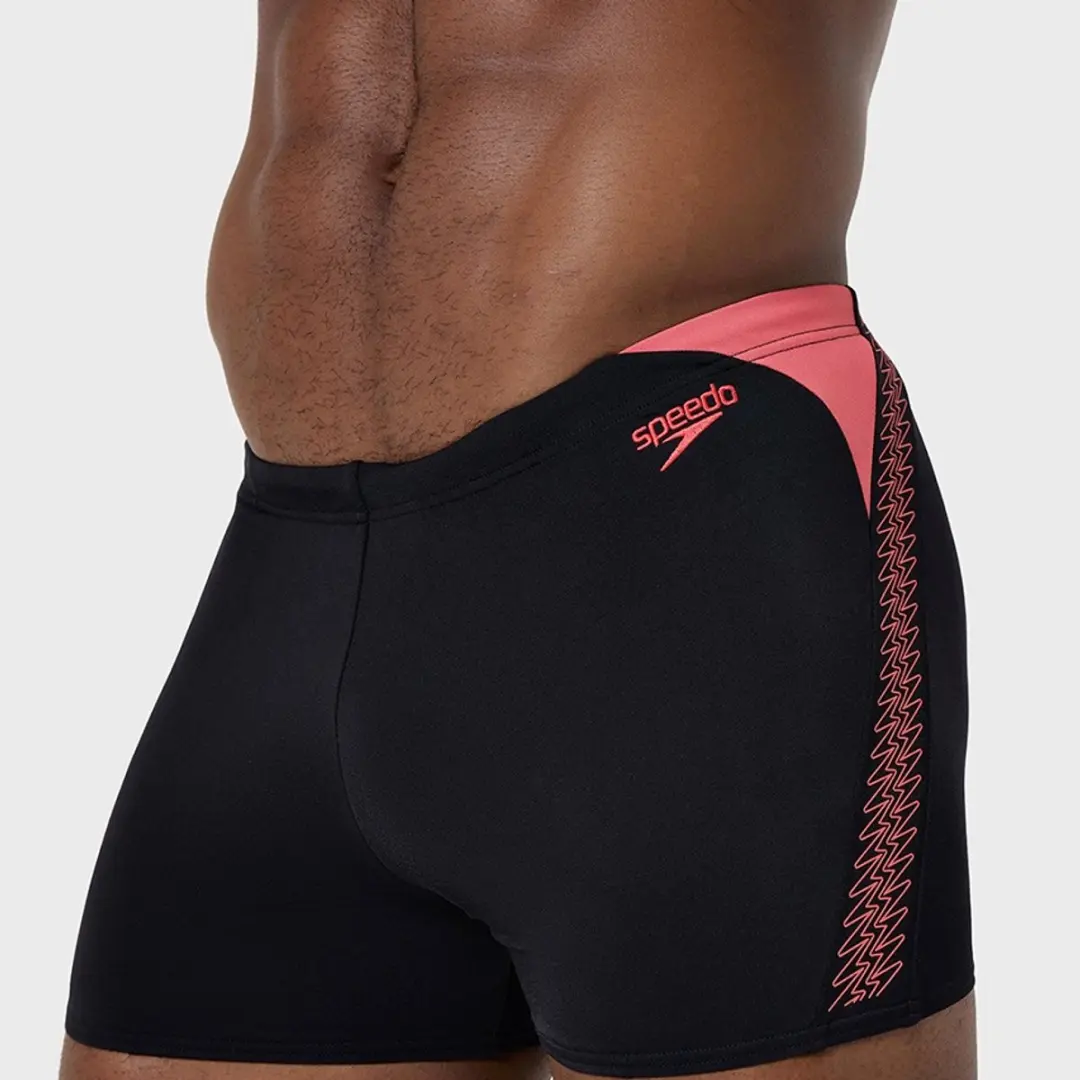 Speedo END+ Hyper Boom Splice Zwemboxer Heren - XL - Zwart/Koraalrood