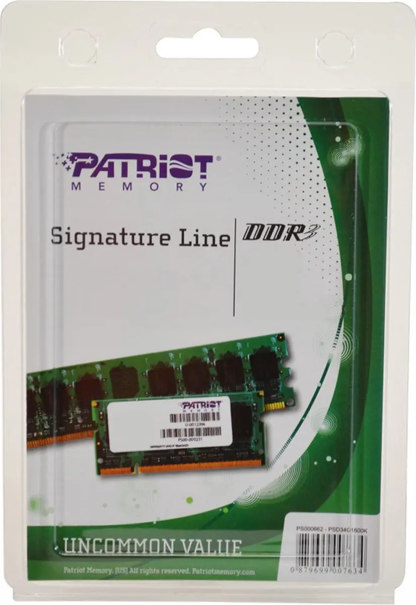 Patriot PSD34G16002S DDR3 Geheugen 4GB 1600MHz