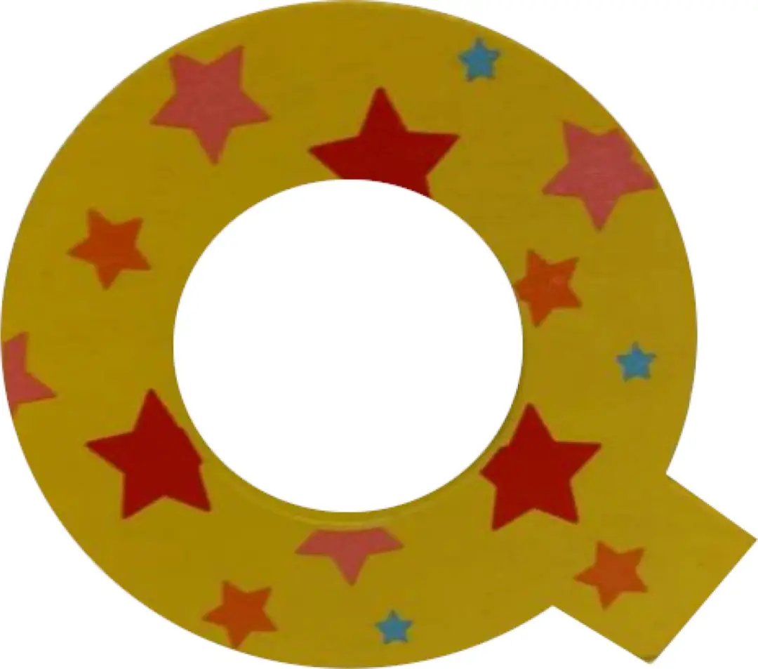 BIGJIGS Decoratieletter Q Hout 7cm Geel