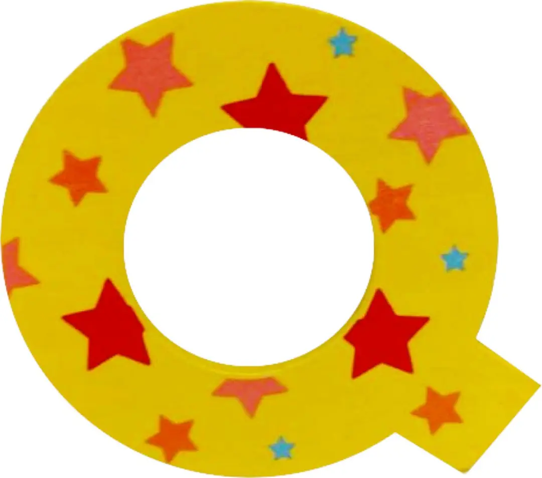 BIGJIGS Decoratieletter Q Hout 7cm Geel