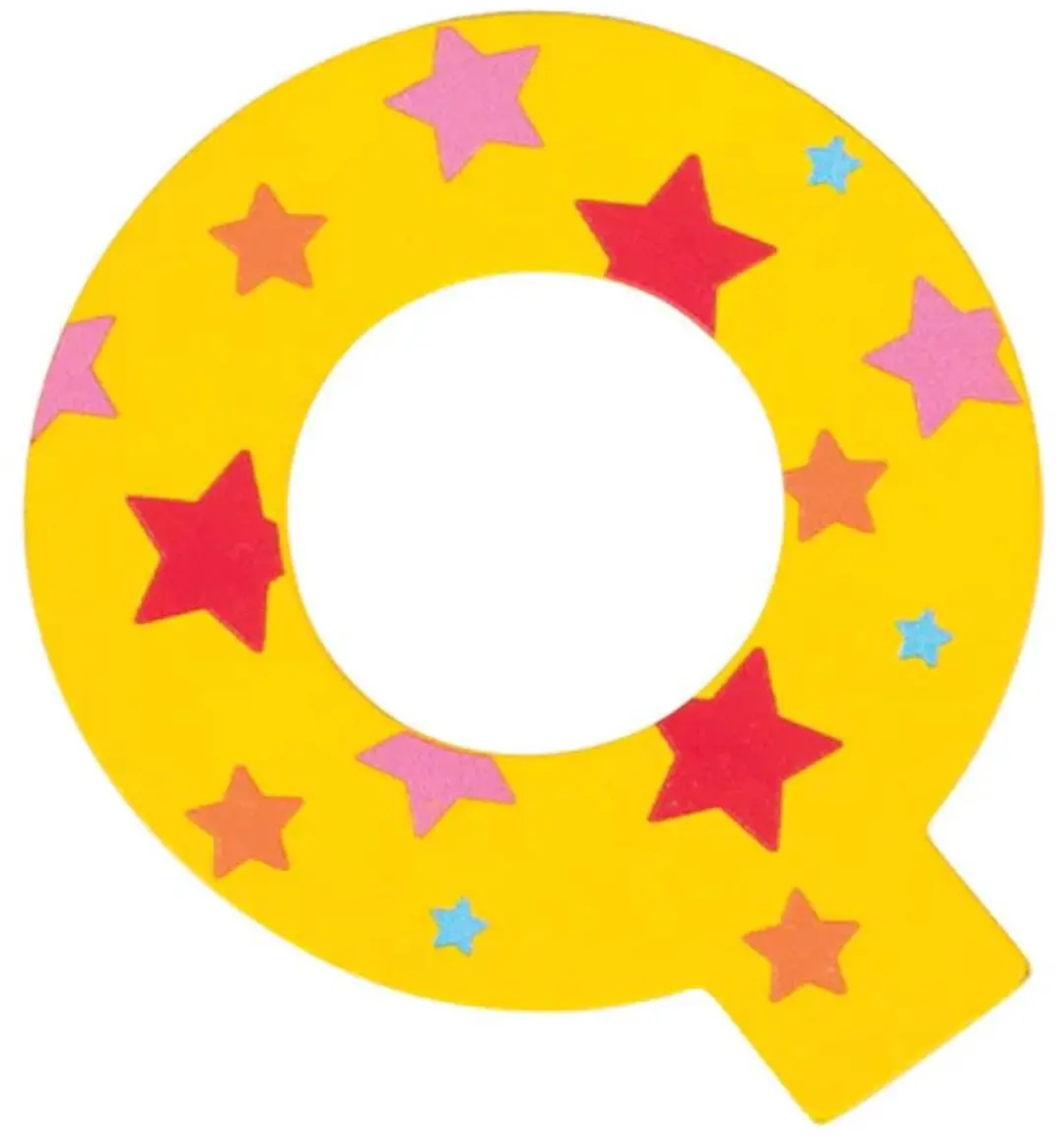 BIGJIGS Decoratieletter Q Hout 7cm Geel