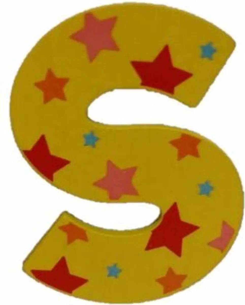 BIGJIGS Decoratieletter S - Hout 7cm - Geel