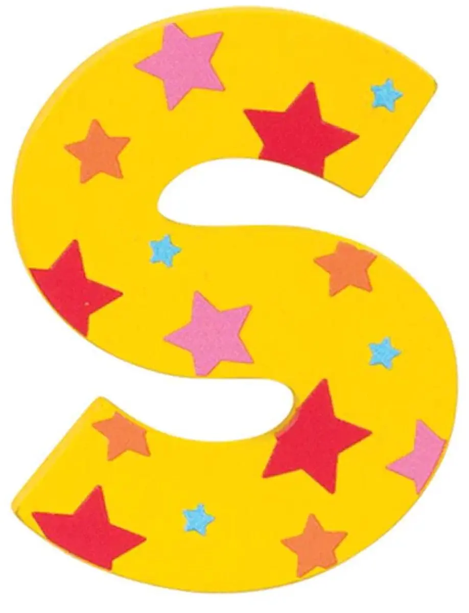 BIGJIGS Decoratieletter S - Hout 7cm - Geel