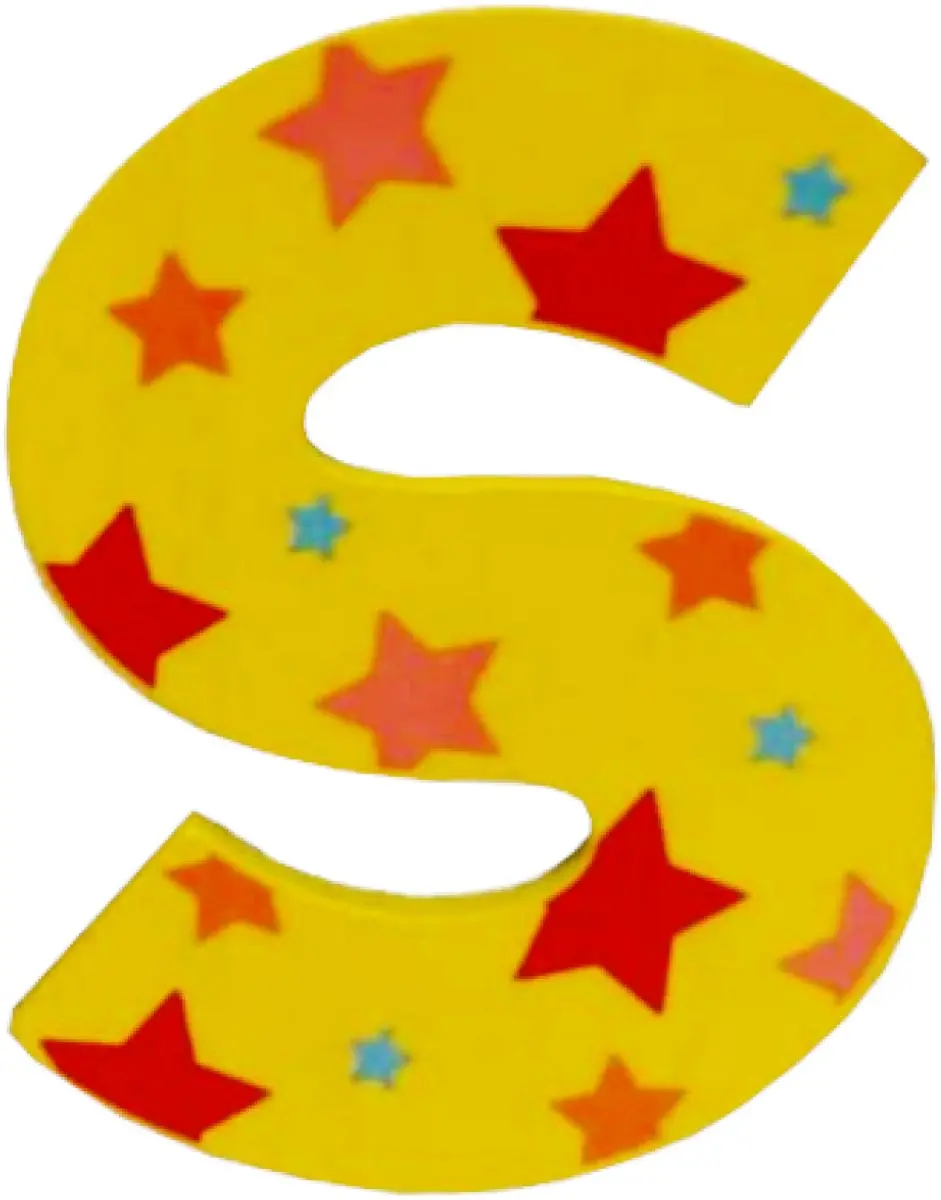 BIGJIGS Decoratieletter S - Hout 7cm - Geel