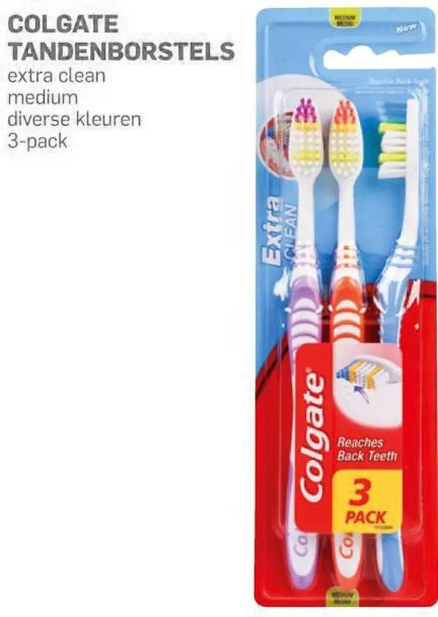 Colgate Extra Clean Medium Tandenborstels - 3 Stuks