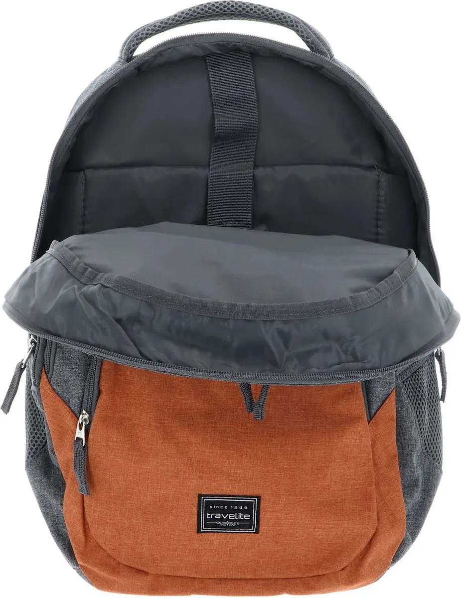 Travelite Basics Backpack 22L - 12 inch Laptopvak - Grijs/Orange - afbeelding 6 van 6