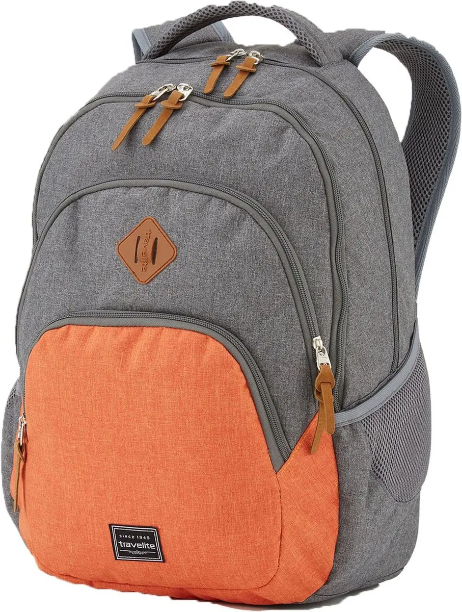 Travelite Basics Backpack 22L - 12 inch Laptopvak - Grijs/Orange
