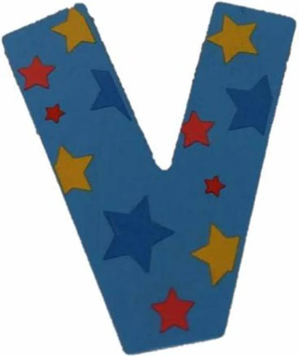 BIGJIGS Decoratieletter V Hout 7cm Blauw