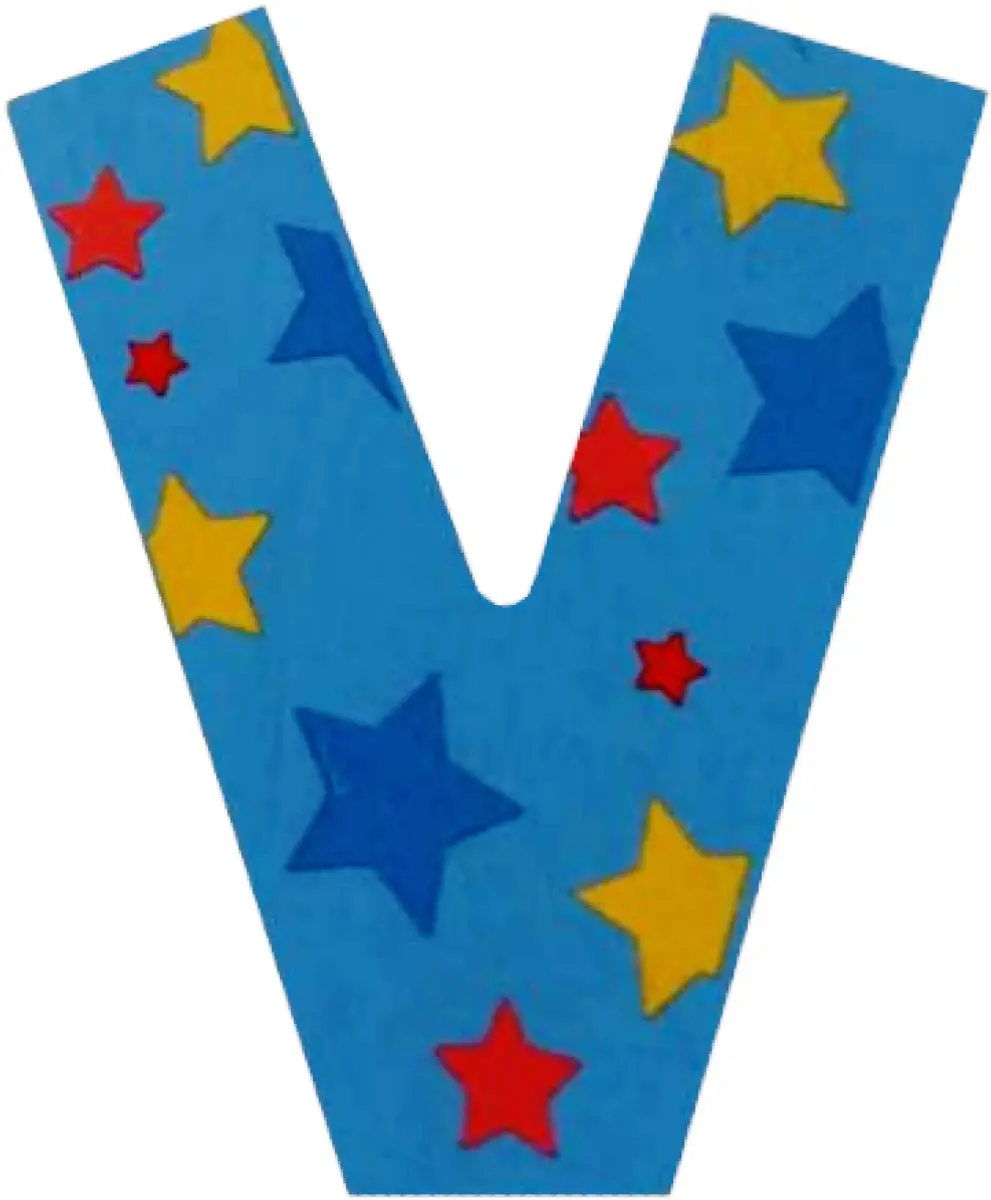 BIGJIGS Decoratieletter V Hout 7cm Blauw
