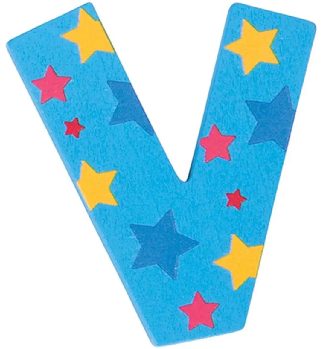 BIGJIGS Decoratieletter V Hout 7cm Blauw
