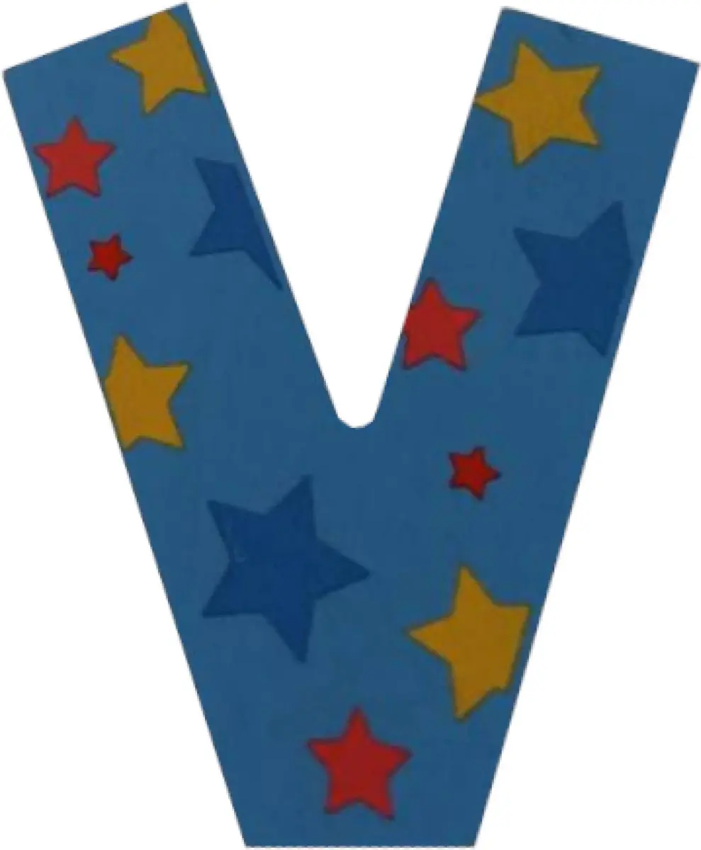 BIGJIGS Decoratieletter V Hout 7cm Blauw