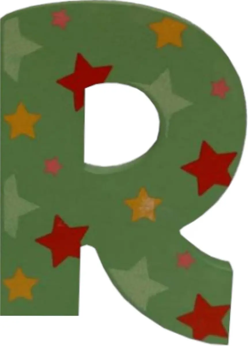 BIGJIGS Decoratieletter R Hout 7cm Groen