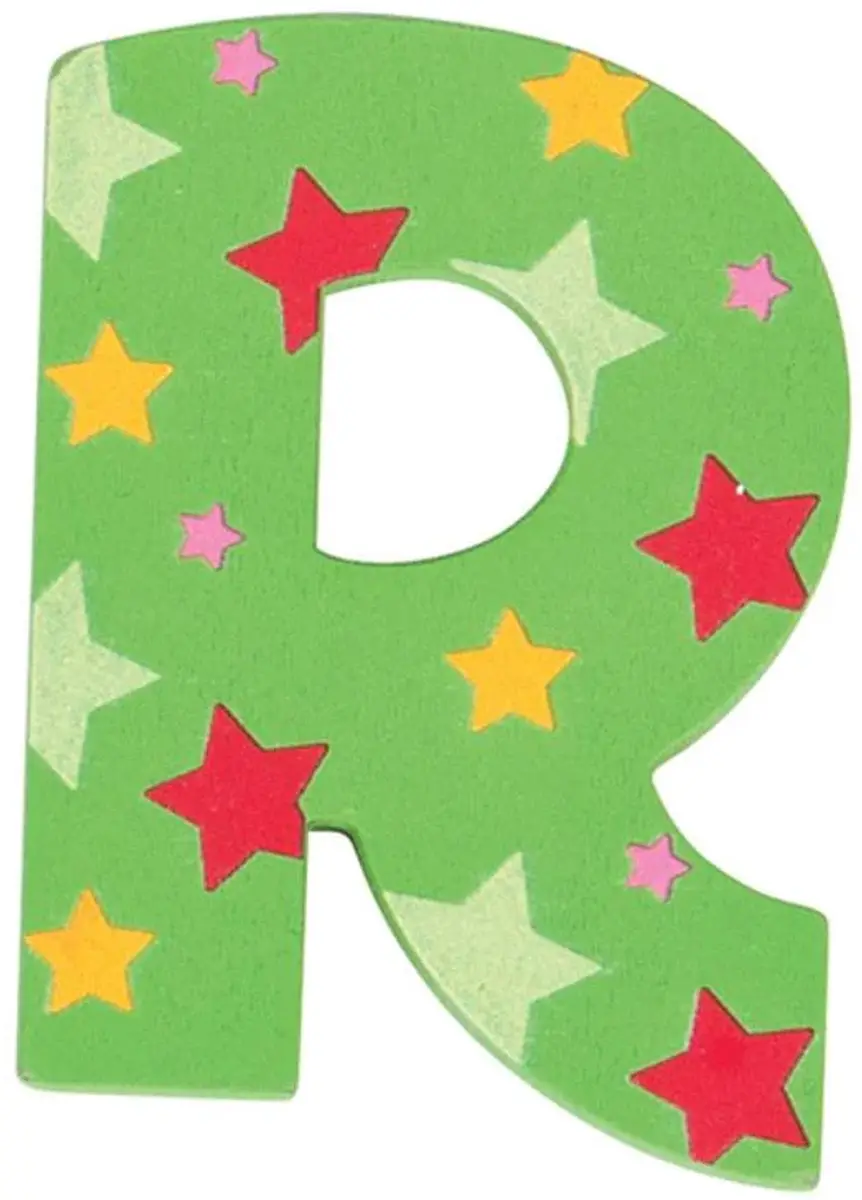 BIGJIGS Decoratieletter R Hout 7cm Groen