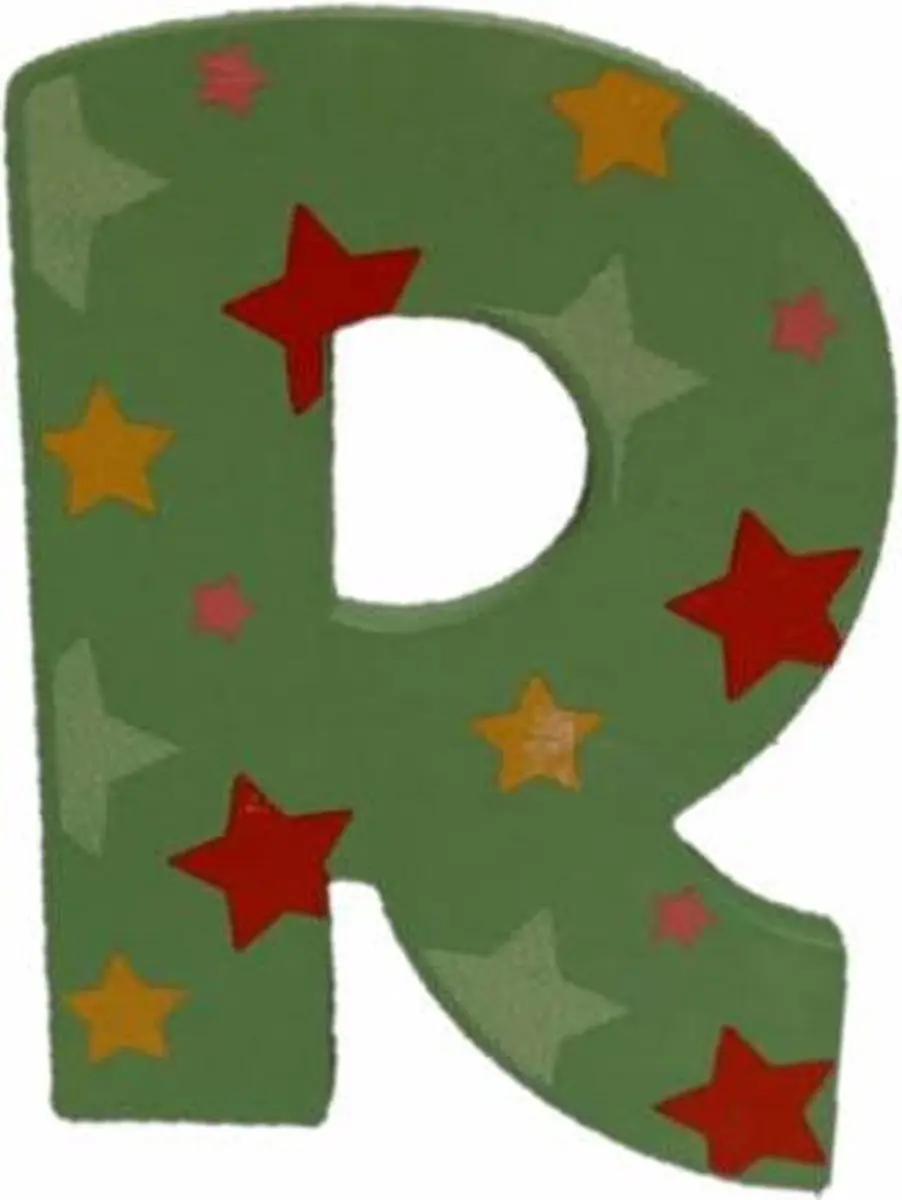 BIGJIGS Decoratieletter R Hout 7cm Groen