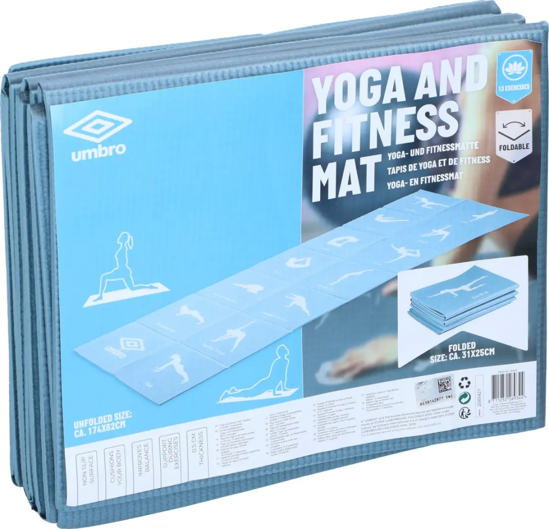 Umbro Opvouwbare Yogamat 174x62cm - Blauw