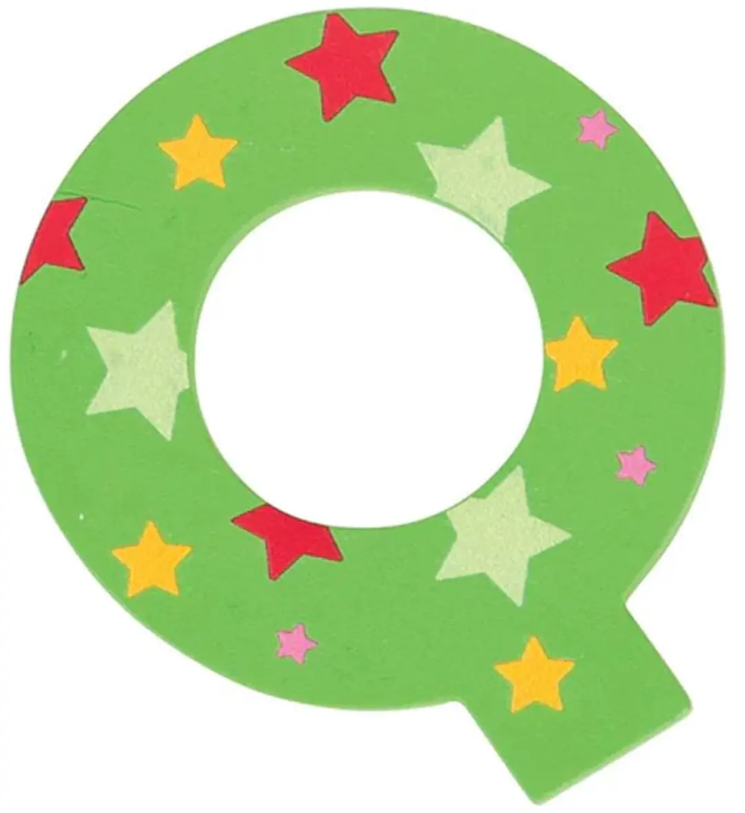 BIGJIGS Decoratieletter Q Hout 7cm Groen