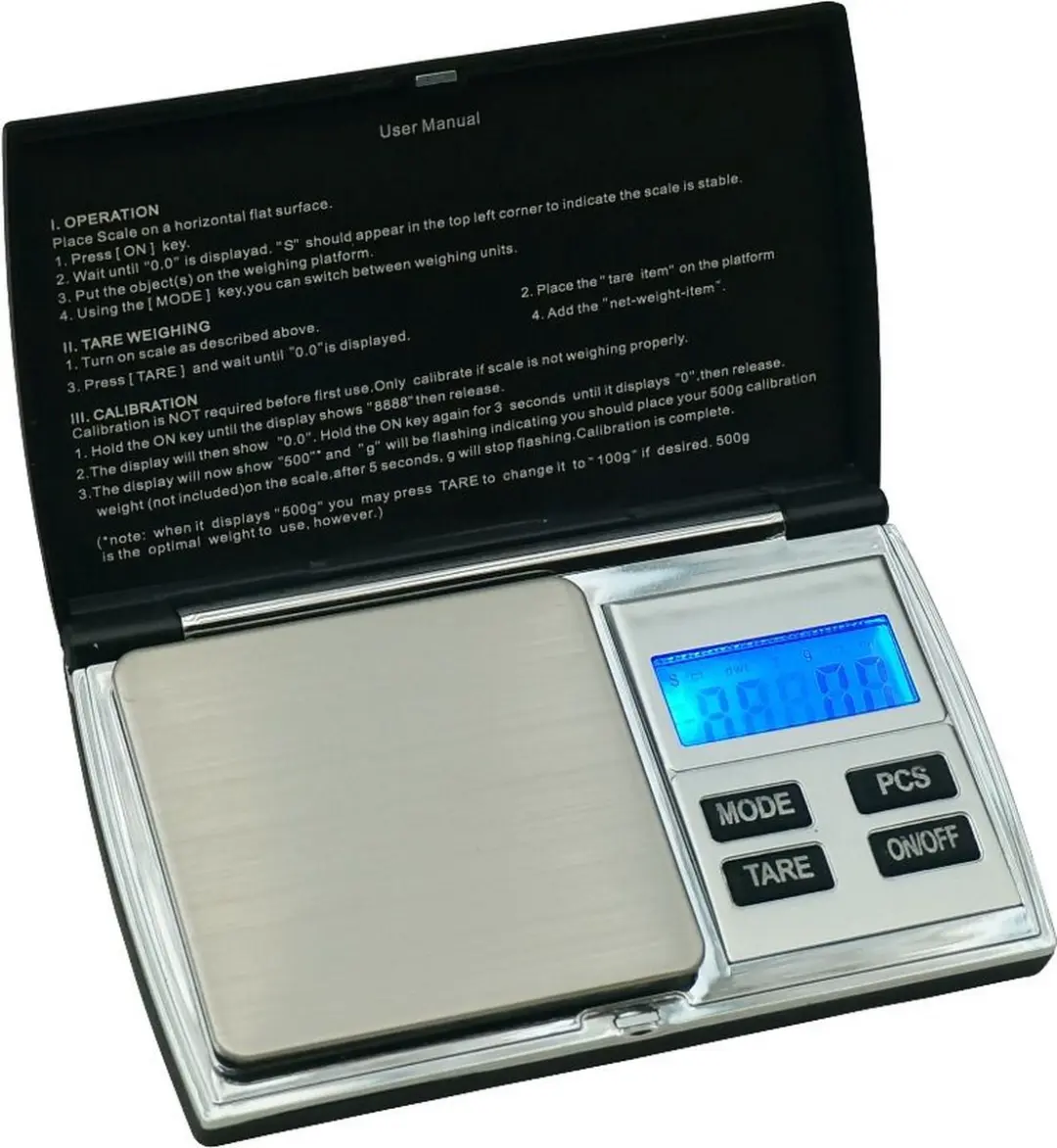 ONYX Pocketweegschaal 500g x 0,01g - Zwart