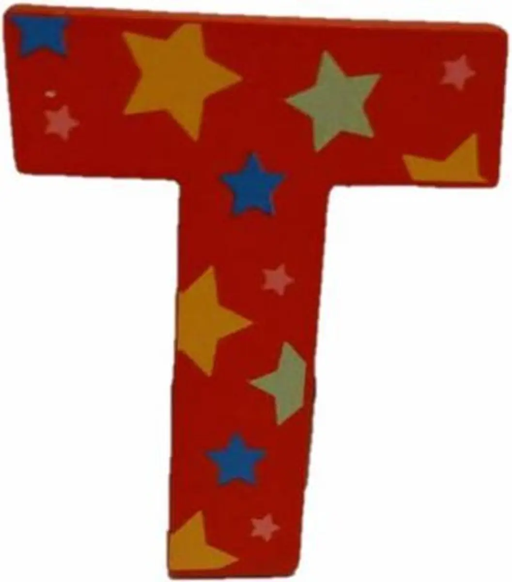 BIGJIGS Decoratieletter T Hout 7cm - Rood
