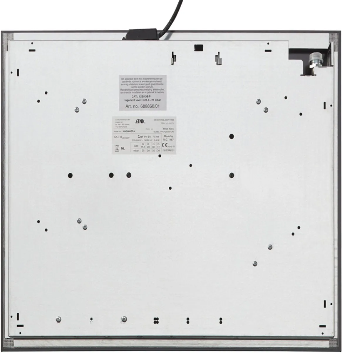 Etna KGG860ZTA Gaskookplaat 60cm - 4 Zones - Zwart