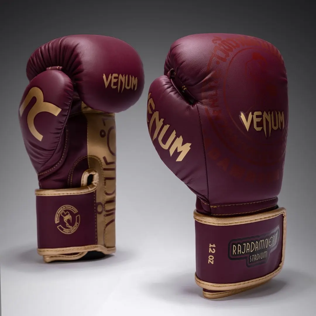 Venum x Rajadamnern Muay Thai Handschoenen 8 OZ - Burgundy/Goud