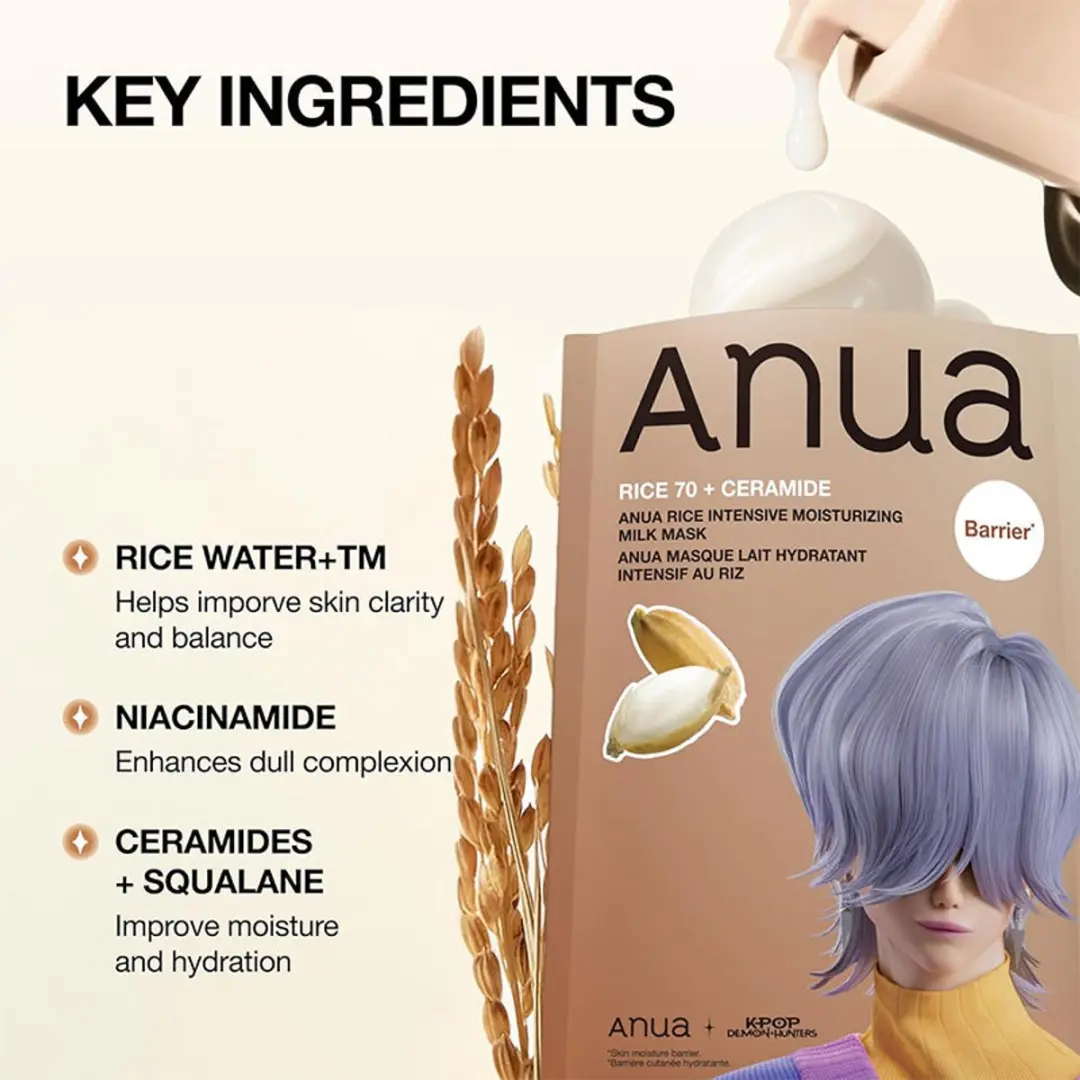 Anua KPop Demon Hunters Rice 70 Moisturizing Milk Mask 25ml