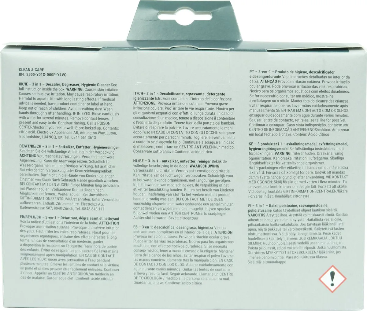 AEG 3-in-1 Ontkalker Ontvetter Hygiëne 12 Zakjes - Wasmachine/Vaatwasser