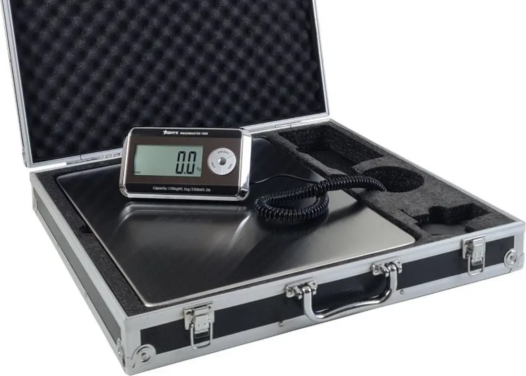 ONYX Stalen Weegkoffer 150kg - 100g - Zilver