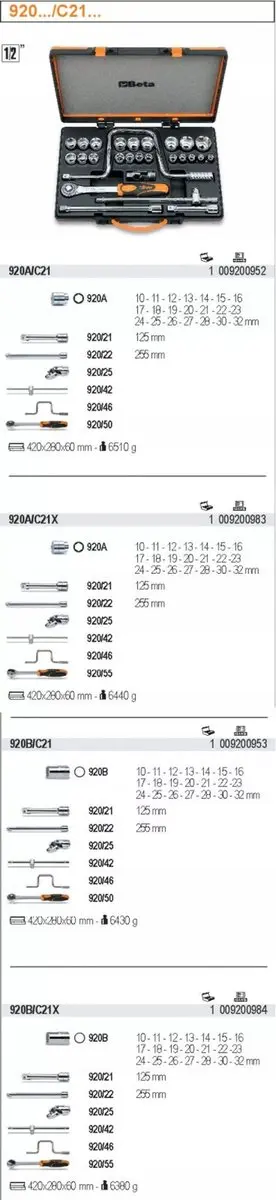 Beta 12-hoekige Doppenset 1/2" - 27-delig