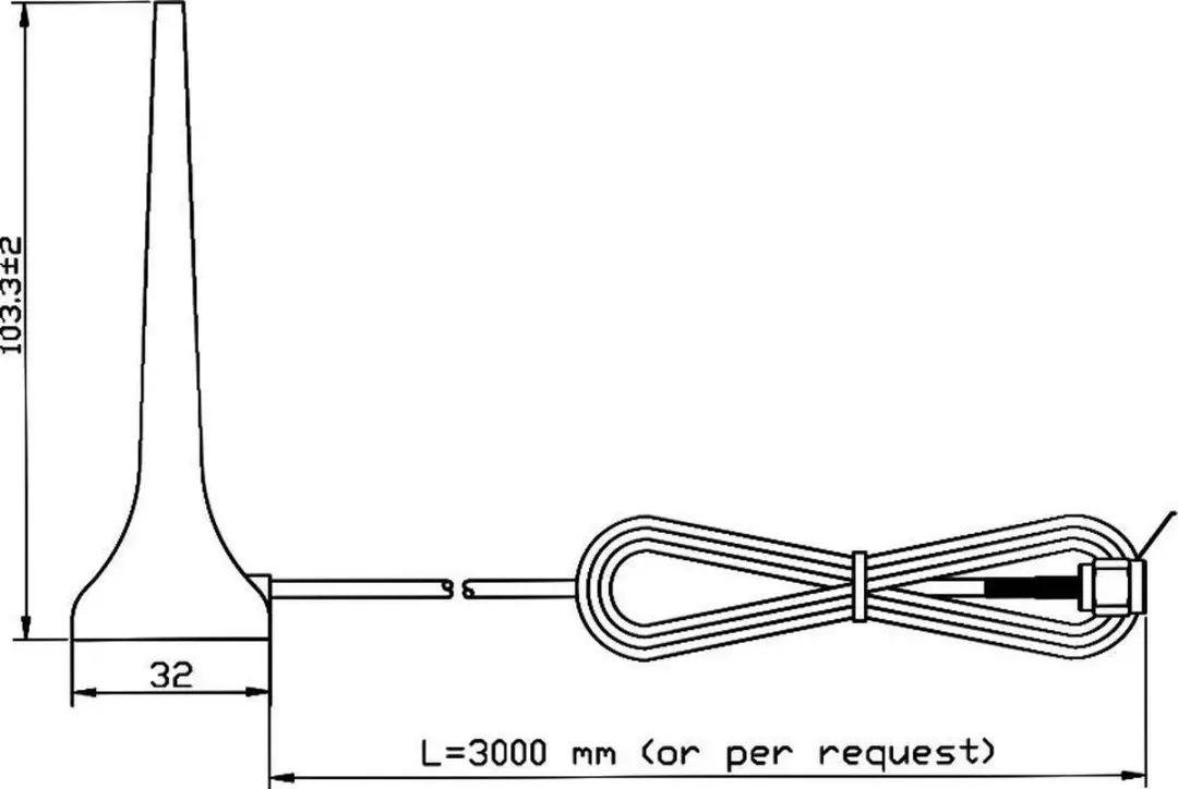 Delock GSM Quadband Antenne SMA(m) - 2 dBi - 3m - Zwart - afbeelding 2 van 5