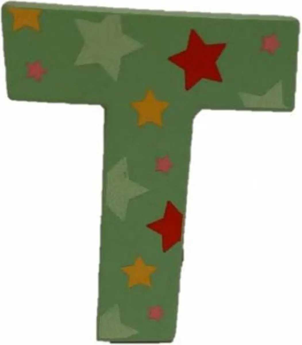 BIGJIGS Decoratieletter T Hout 7cm Groen