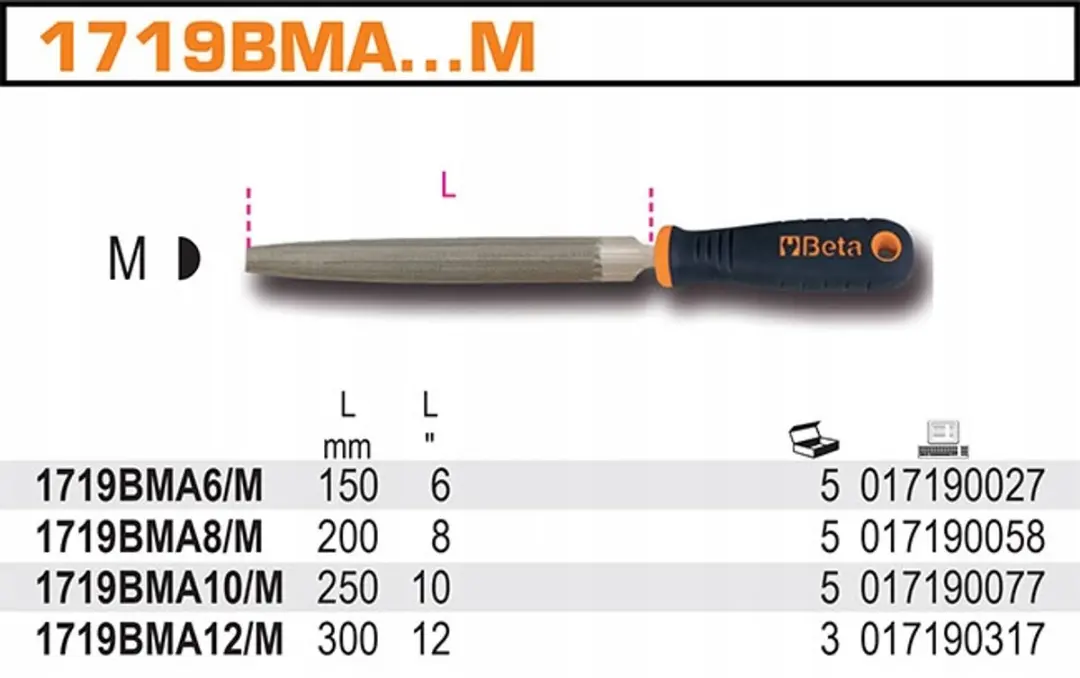 Beta Halfronde Vijl 150mm 1719BMA6/M - Composiet Handvat