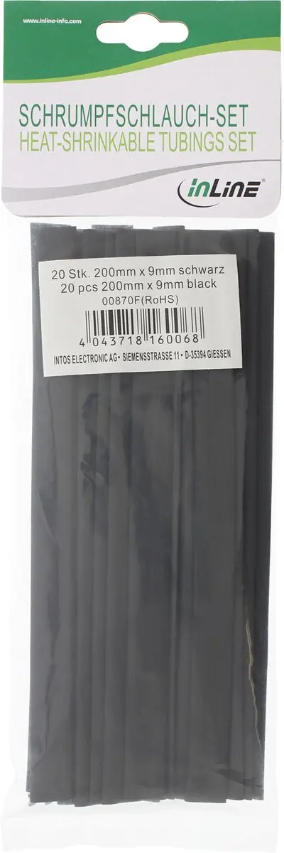 InLine Krimpkous 200mm - 9mm naar 4,5mm - 20 Stuks