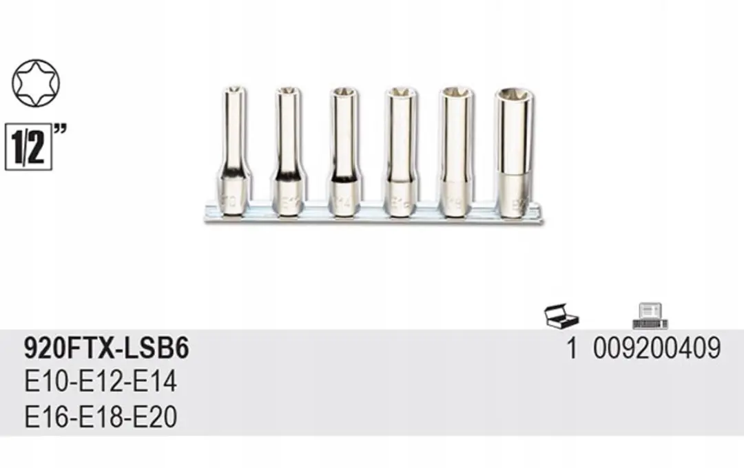 Beta Torx Dopsleutelset E10-E20 1/2" - 6 Delig