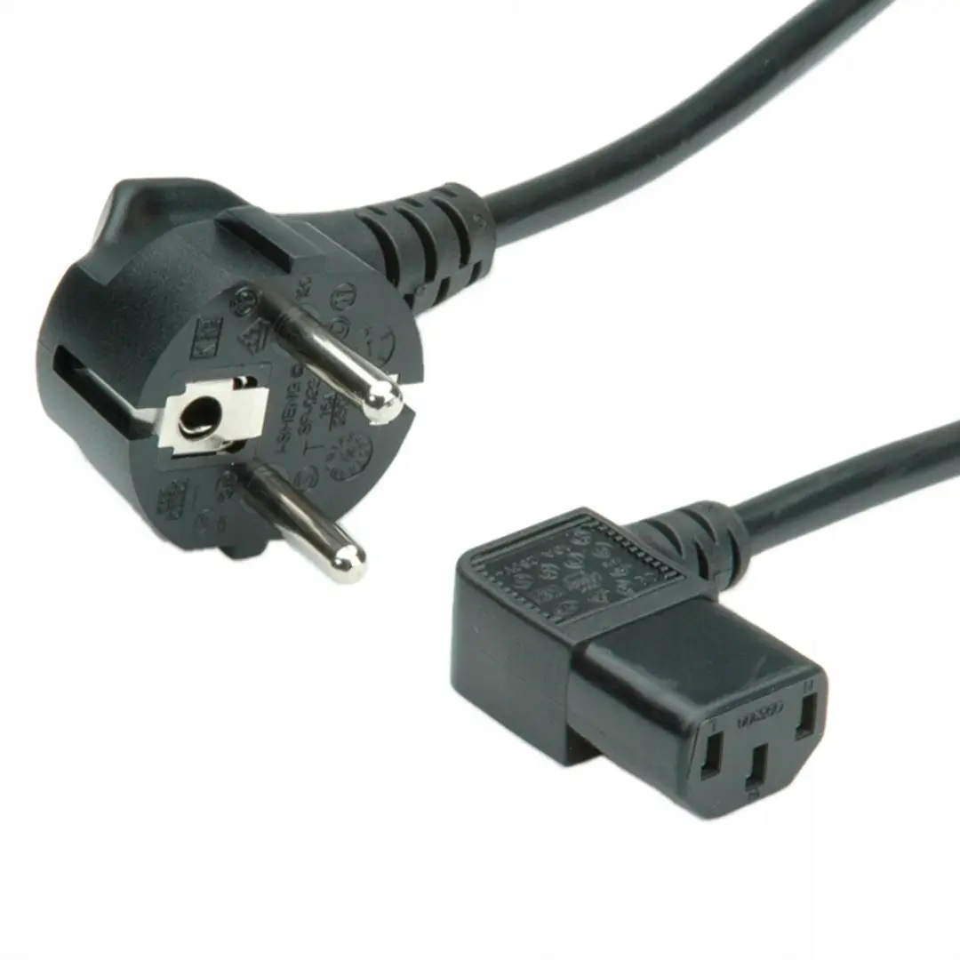 Value Stroomkabel IEC C13 90° Zwart 1.8m