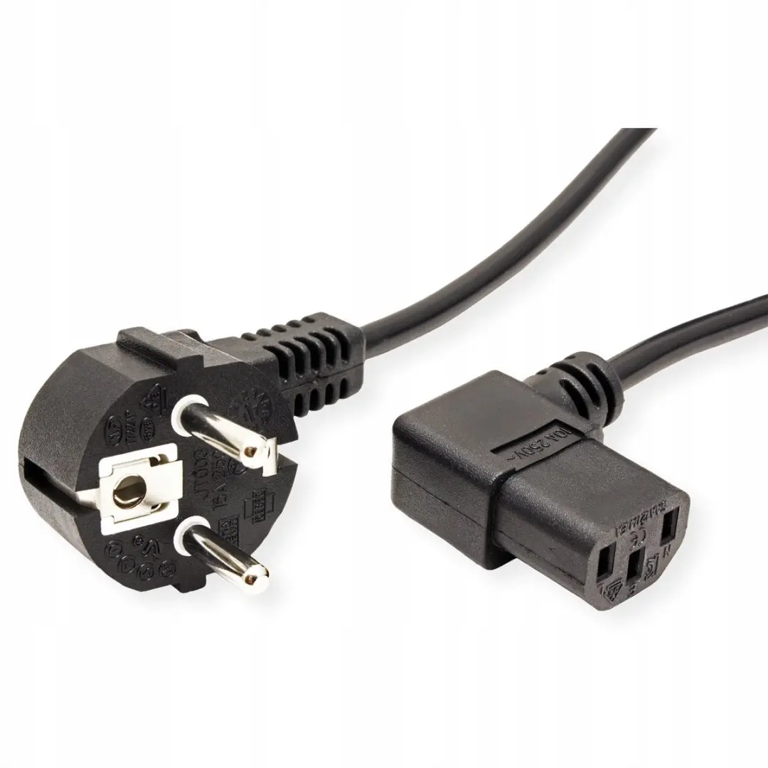 Value Stroomkabel IEC C13 90° Zwart 1.8m