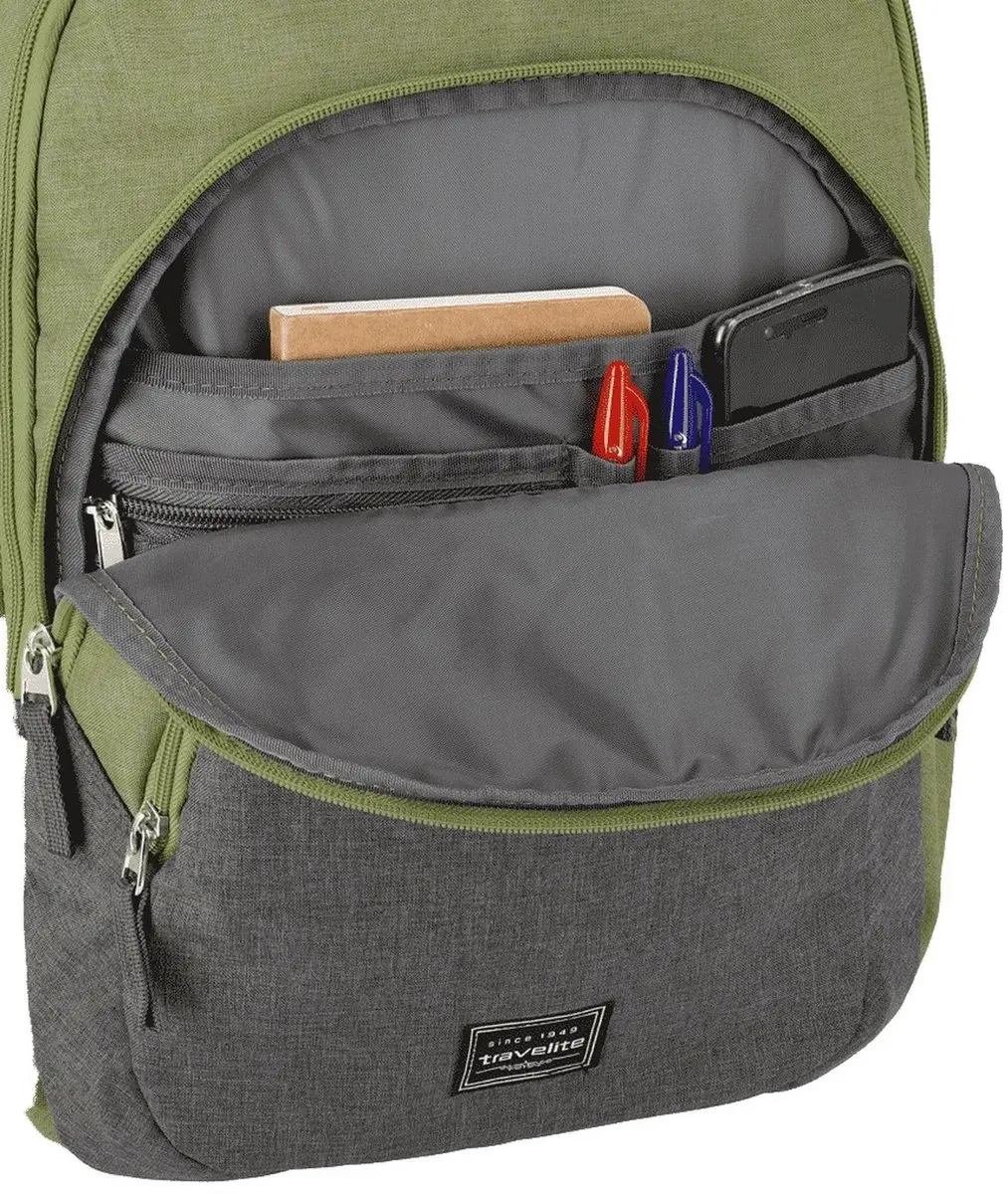 Travelite Basics Backpack 80 - 15 inch - 7 Vakken - Groen Grijs
