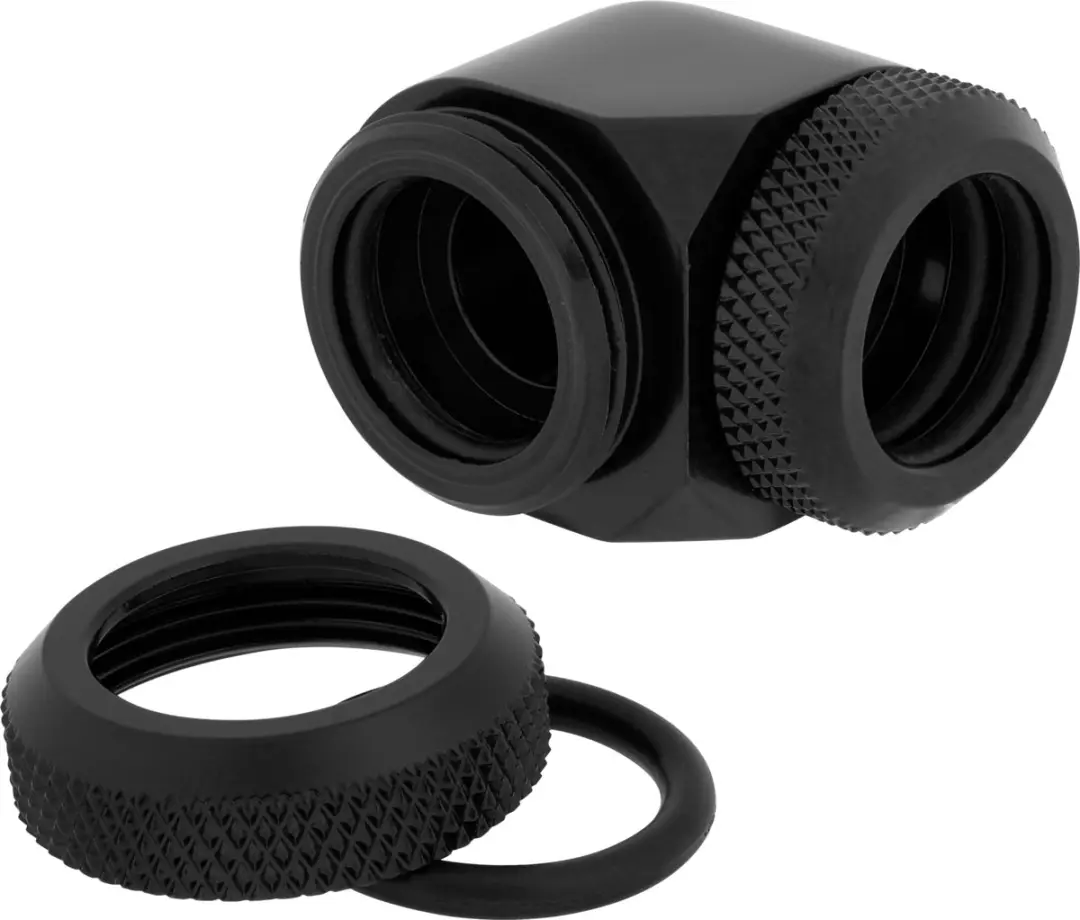 Corsair Hydro X XF Hardline 90° Twin Pack - OD 14mm - Messing - Zwart