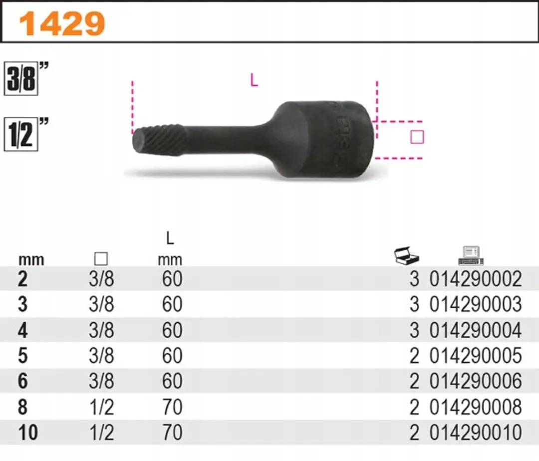 Beta 1429/6 Schroefbit 6mm - 3/8" - 1 Stuk