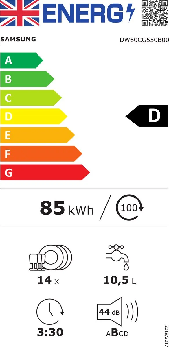 Samsung DW60CG550B00ET Inbouw Vaatwasser - 14 Couverts
