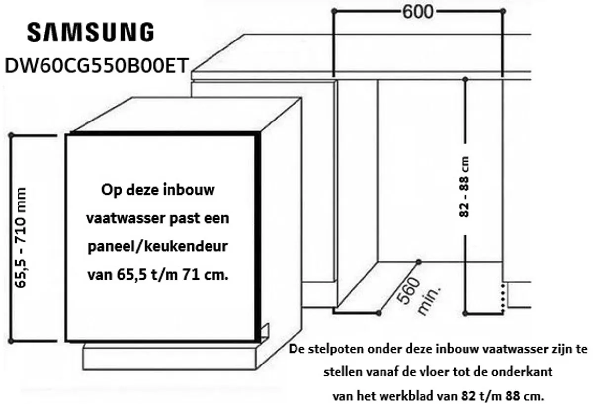 Samsung DW60CG550B00ET Inbouw Vaatwasser - 14 Couverts