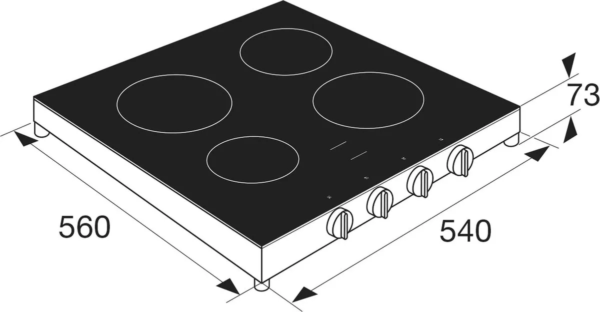 Etna KCV154WIT Vrijstaande Keramische Kookplaat 54cm - 4 Zones - Wit