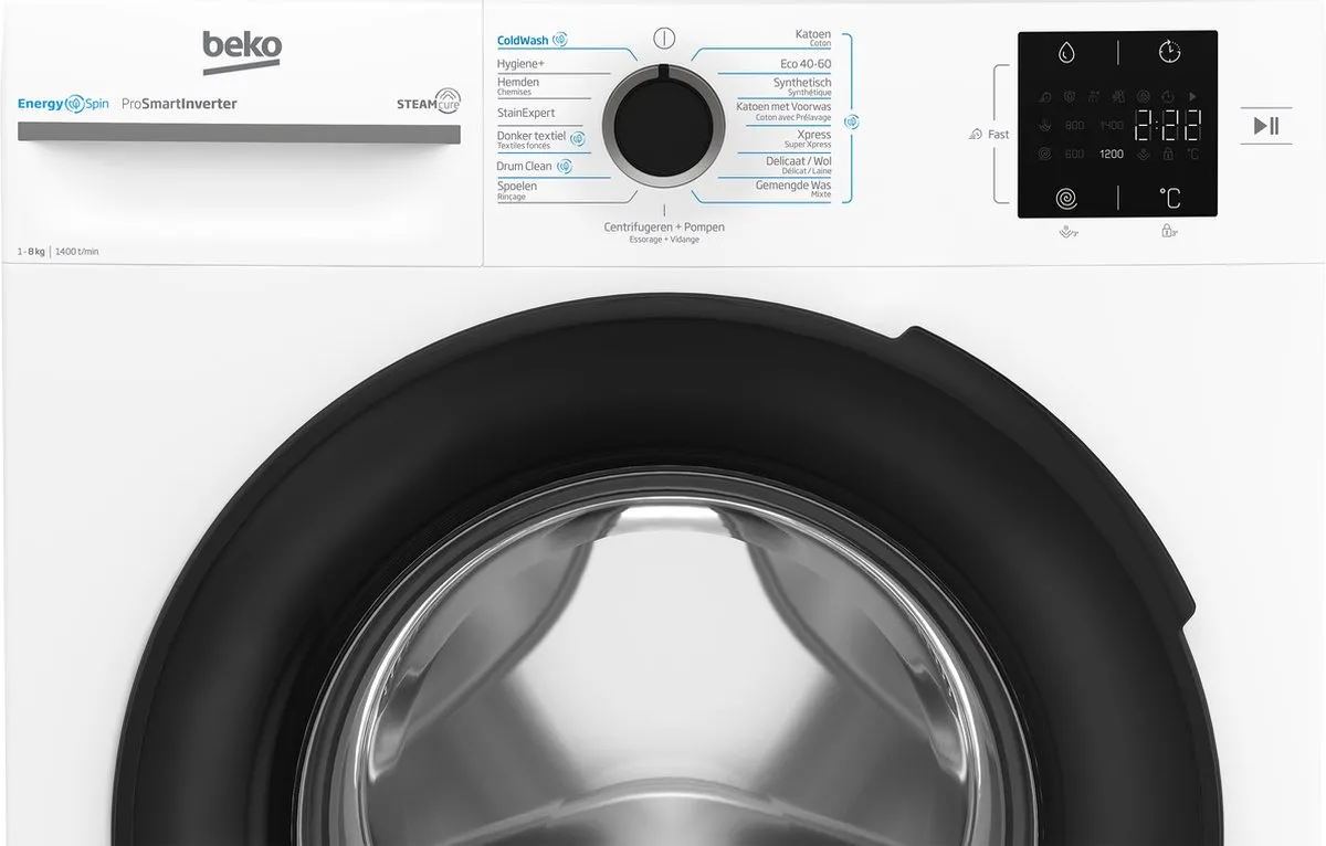 Beko BM3WFT3841W EnergySpin Wasmachine 8 kg - Wit