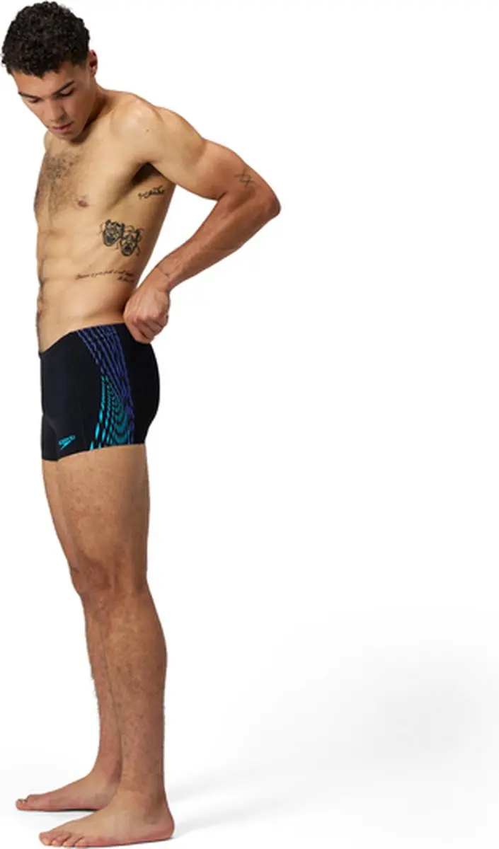 Speedo Tech Panel Aquashort Heren Sportzwembroek - Zwart/Blauw - afbeelding 6 van 6
