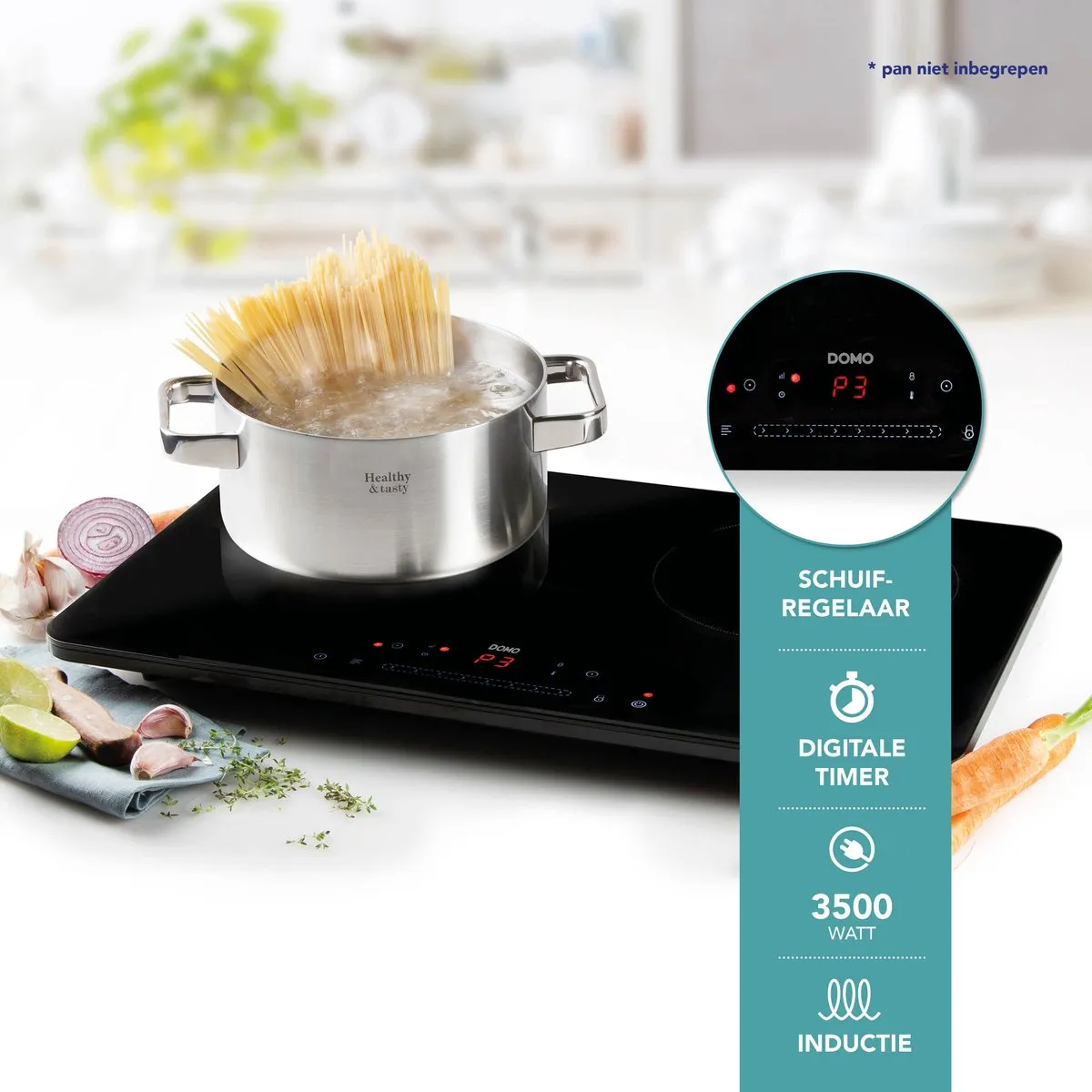 Domo DO333IP Inductie Kookplaat 2 Pits - 3500W - Zwart