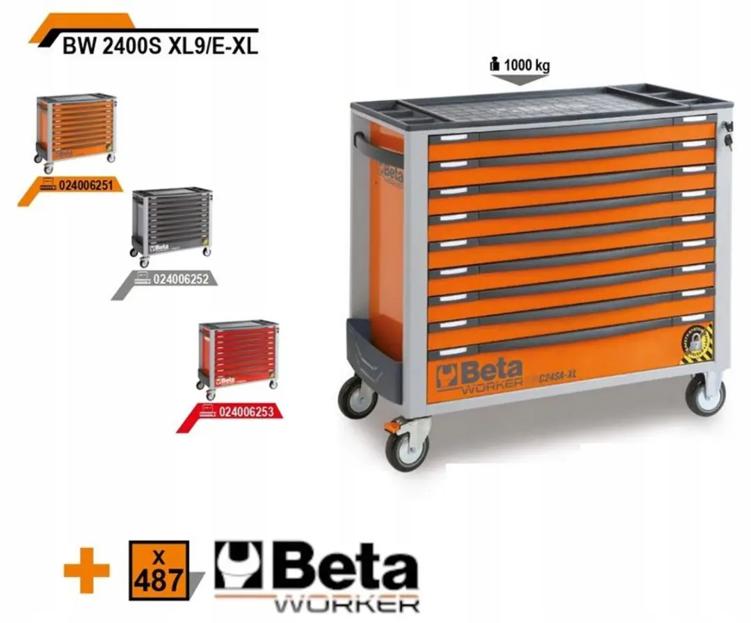 Beta Gereedschapswagen C24S-AXL/9 - 487 Stuks - Grijs/Orange