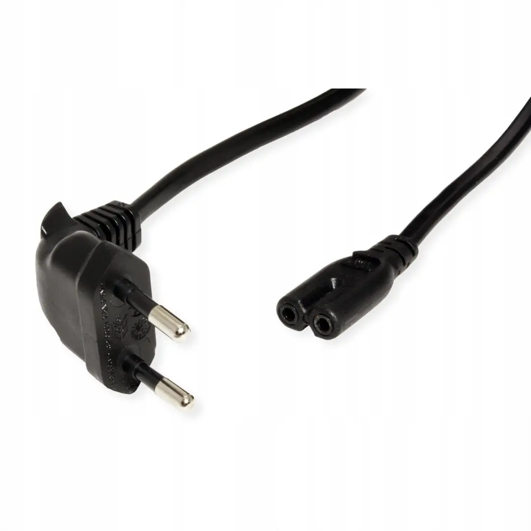 Roline Euro Stroomkabel 2-polig Hoek - 1,8m IEC C7 - Zwart